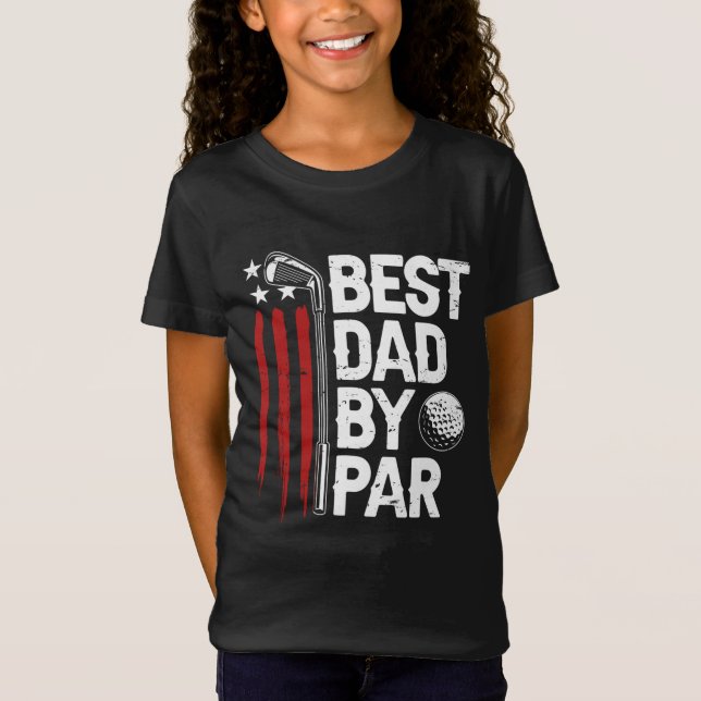 Camiseta Melhor Pai De Golfe Do Par Pai Golfer American Fla (Frente)