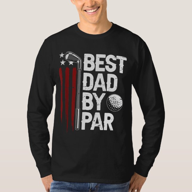 Camiseta Melhor Pai De Golfe Do Par Pai Golfer American Fla (Frente)