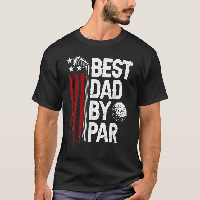 Camiseta Melhor Pai De Golfe Do Par Pai Golfer American Fla (Frente)