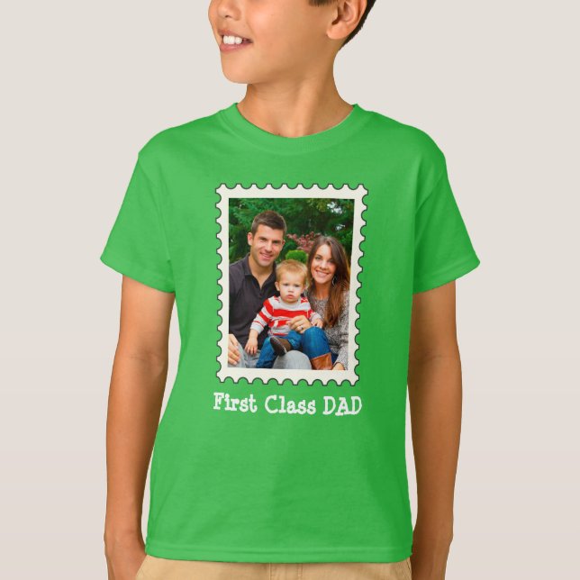 Camiseta Melhor Pai de Pai de primeira classe Foto da famíl (Frente)