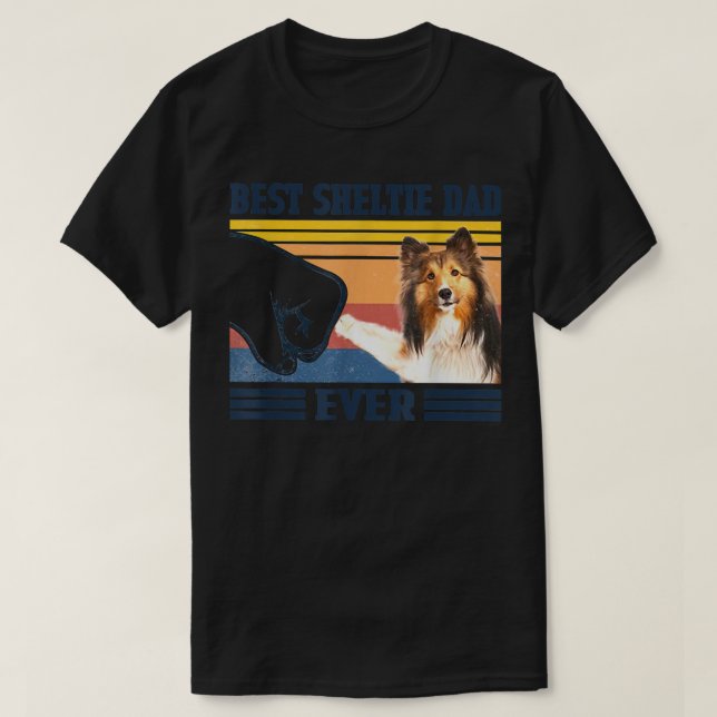 Camiseta Melhor Pai de prateleira Shetland Sheepdog Nunca V (Frente do Design)