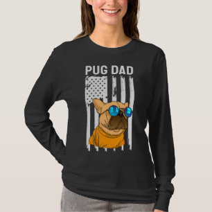 Camiseta Melhor Pai De Pug Alguma Vez Americana Bandeira Óc