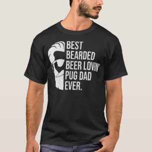 Camiseta Melhor Pai de Pug Barbudo Amoroso Pai Ama Cachorro