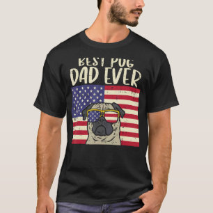 Camiseta Melhor Pai de Pug de Todos os Tempos Bandeira dos