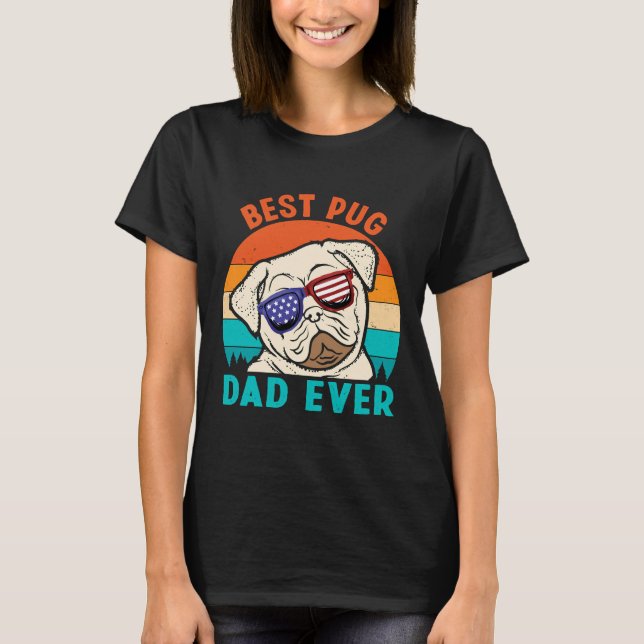 Camiseta Melhor Pai De Pug Que Ama Cachorros Retro Cute (Frente)