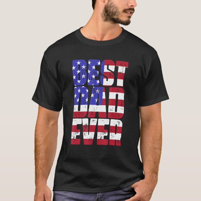 Camiseta Melhor Pai de sempre com a bandeira americana Fath (Frente)