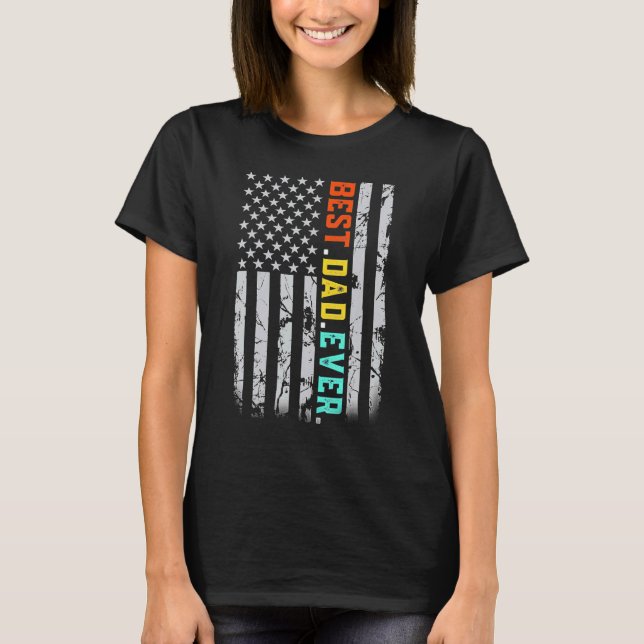 Camiseta Melhor Pai de sempre com a bandeira americana para (Frente)