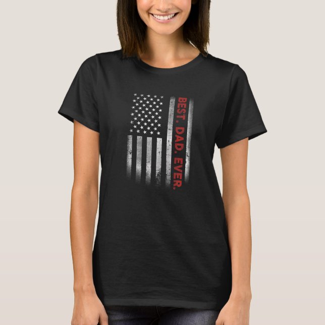 Camiseta Melhor Pai de sempre com bandeira americana para D (Frente)