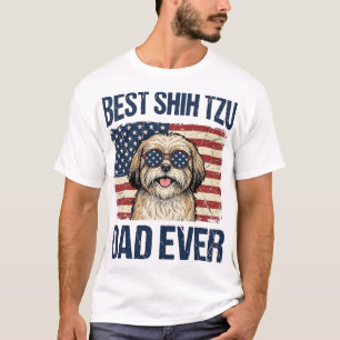 Camiseta Melhor Pai de Shih Tzu Patriótico de Todos os Temp