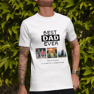 Camiseta Melhor Pai de Tipografia de Colagem de Fotografias