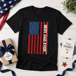 Camiseta Melhor Pai de Todos Bandeira Americana Dia dos Pai