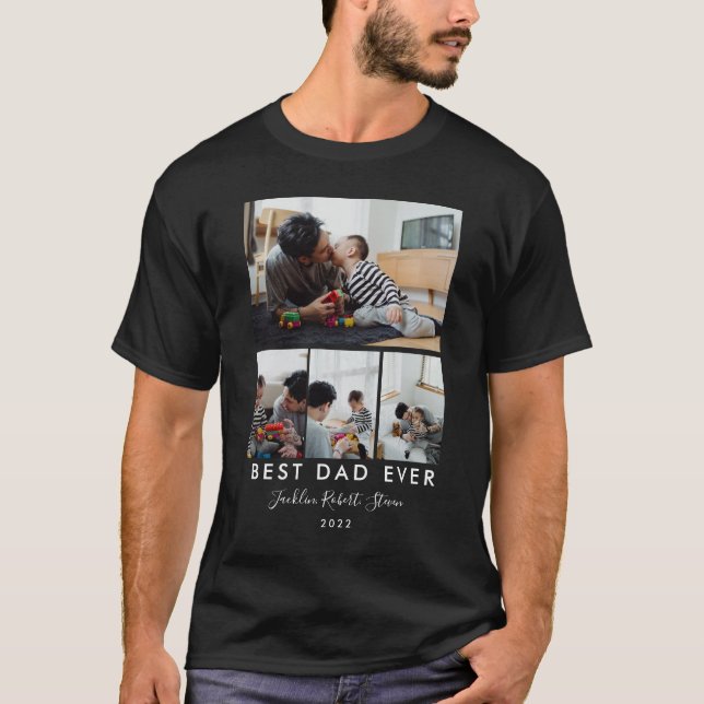 Camiseta MELHOR PAI DE TODOS OS MOMENTOS | Colagem de Fotog (Frente)