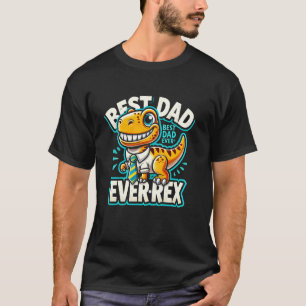 Camiseta Melhor Pai de Todos os Tempos-Rex Dinossauro Prese