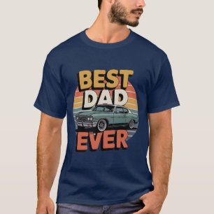 Camiseta Melhor Pai de Todos Retro Vintage Teal Muscle Car