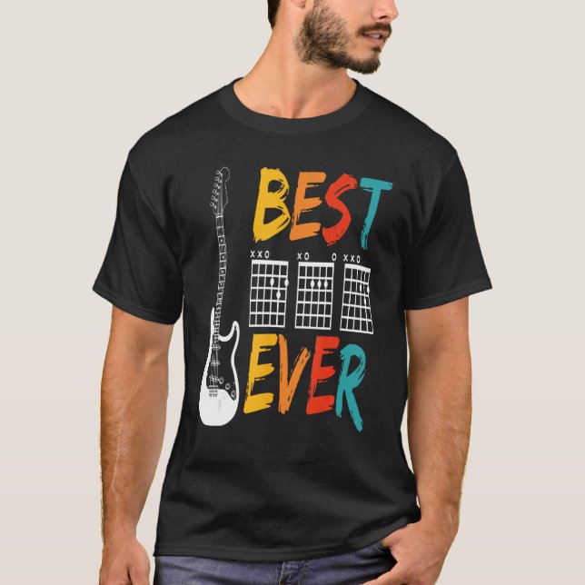 Camiseta Melhor Pai De Violão De Mens Chords Melhor Tabulei (Frente)