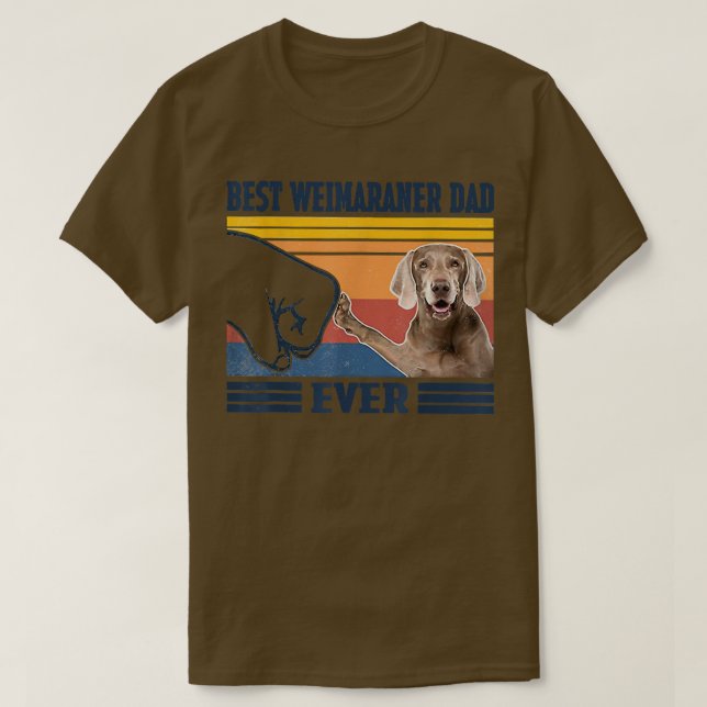 Camiseta Melhor Pai de Weimaraner Cachorro Engraçado Atrás  (Frente do Design)