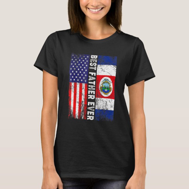 Camiseta Melhor Pai Dia de os pais Costa Rica Bandeira Amer (Frente)