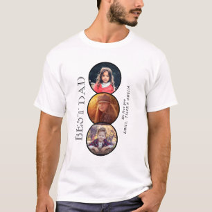 Camiseta Melhor Pai Dia dos Pais 3 Colagem de Fotos Oval