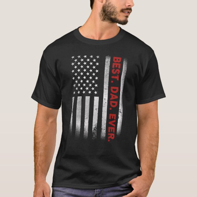 Camiseta Melhor Pai Do Dia de os pais De Bandeira Americano (Frente)