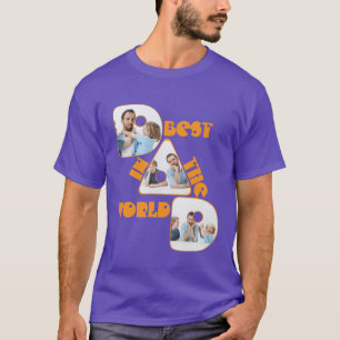 Camiseta MELHOR PAI DO MUNDO, 3 fotos colagem laranja,