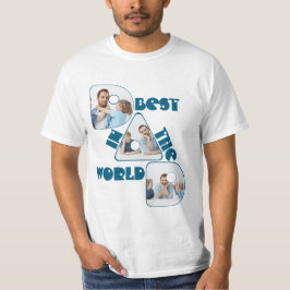 Camiseta MELHOR PAI DO MUNDO, colagem de fotos, ciano escur