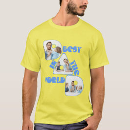 Camiseta MELHOR PAI DO MUNDO, colagem de fotos, fonte azul