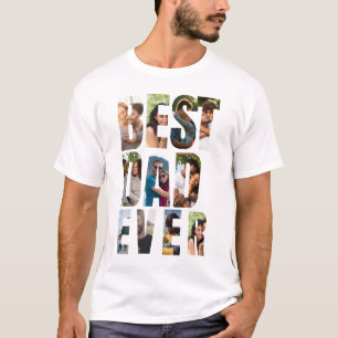 Camiseta Melhor Pai do Mundo Modelo de Colagem de Fotos P
