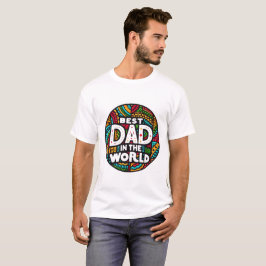 Camiseta Melhor Pai do Mundo - Mosaico Arco-íris Vibrante
