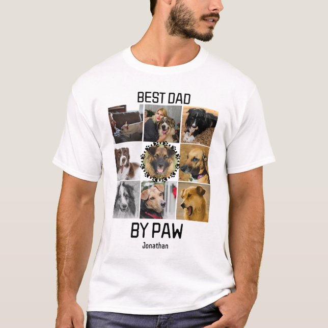 Camiseta Melhor Pai Do Paw Personalizado 9 Colagem De Fotog (Frente)