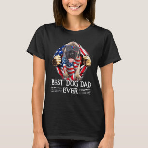 Camiseta Melhor Pai Inglês Mastiff Bandeira Americana No Di