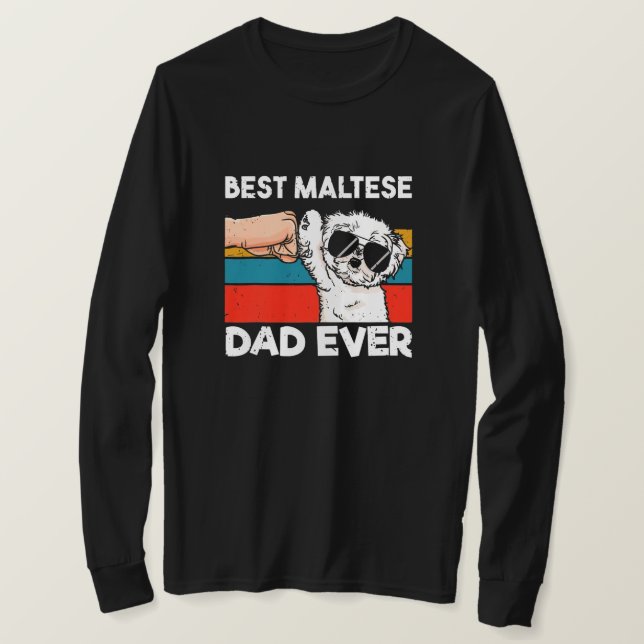 Camiseta Melhor Pai Maltês De Pai De Cachorro Engraçado Ama (Frente do Design)