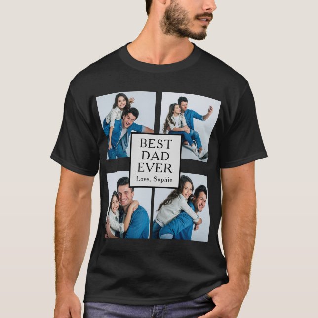 Camiseta Melhor Pai Personalizado de Fotografia Moderno 4 N (Frente)