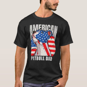 Camiseta Melhor Pai Pitbull Bandeira Americana 4 de Julho D