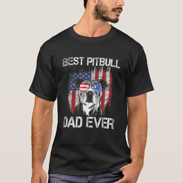 Camiseta Melhor Pai Pitbull para as Mens Alguma Bandeira Am (Frente)