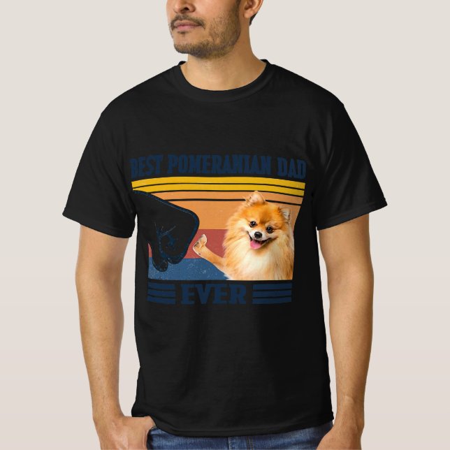 Camiseta melhor pai pomeraniano de Natal do dia de luxo (Frente)