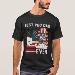 Camiseta Melhor Pai Pug de Sempre Bandeira dos EUA 4 de Jul