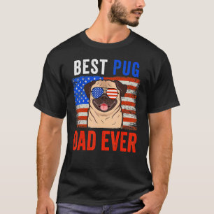 Camiseta Melhor Pai Pug de Todos Bandeira Americana 4 de Ju