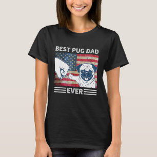 Camiseta Melhor Pai Pug de Todos os Tempos Bandeira America