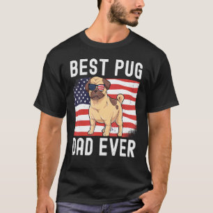 Camiseta Melhor Pai Pug de Todos os Tempos Bandeira America