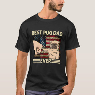 Camiseta Melhor Pai Pug de Todos os Tempos Bandeira America