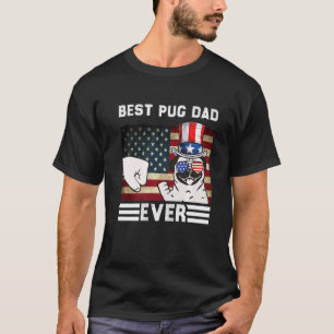 Camiseta Melhor Pai Pug de Todos os Tempos Bandeira America