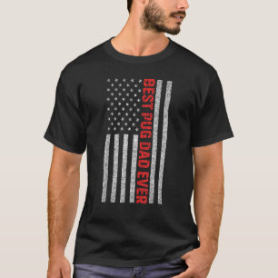 Camiseta Melhor Pai Pug de Todos os Tempos Bandeira America