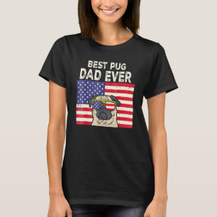 Camiseta Melhor Pai Pug de Todos os Tempos Bandeira dos EUA