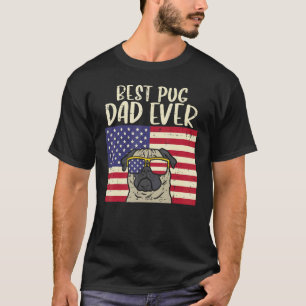 Camiseta Melhor Pai Pug de Todos os Tempos Bandeira dos EUA
