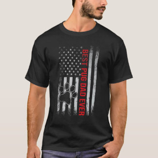 Camiseta Melhor Pai Pug de Todos os Tempos Bandeira dos EUA