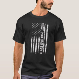 Camiseta Melhor Pai Pug de Todos os Tempos Cão Bandeira Ame