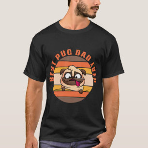 Camiseta Melhor Pai Pug de Todos os Tempos Pôr do Sol Anima