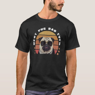 Camiseta Melhor Pai Pug de Todos os Tempos Vintage Pôr do S