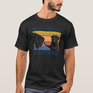 Camiseta Melhor Pai Pug de Todos Preto Versão Vintage Dia d