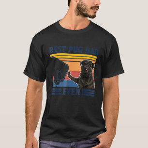 Camiseta Melhor Pai Pug De Versão Negra Vintage Padre Da